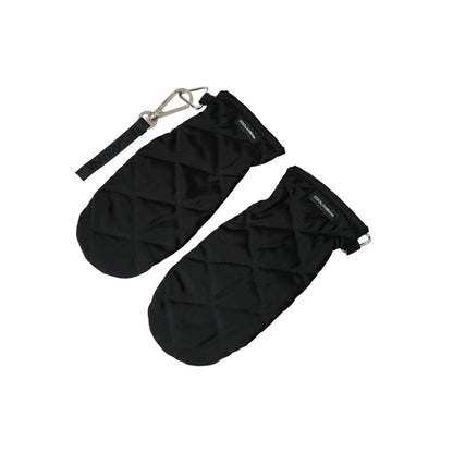 Dolce & Gabbana Black Quilted Nylon Wrist Length Mitten Gloves