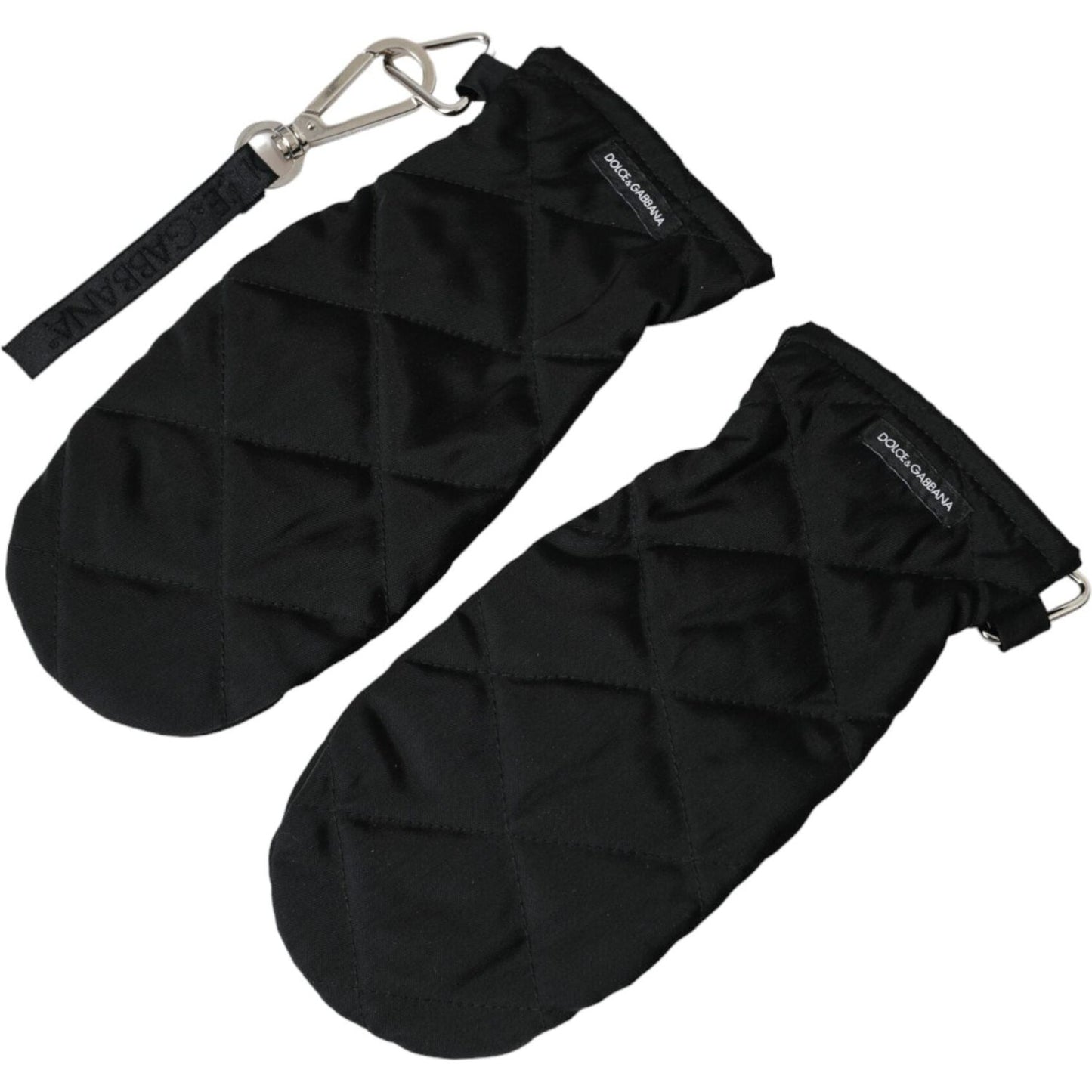 Dolce & Gabbana Black Quilted Nylon Wrist Length Mitten Gloves Dolce & Gabbana