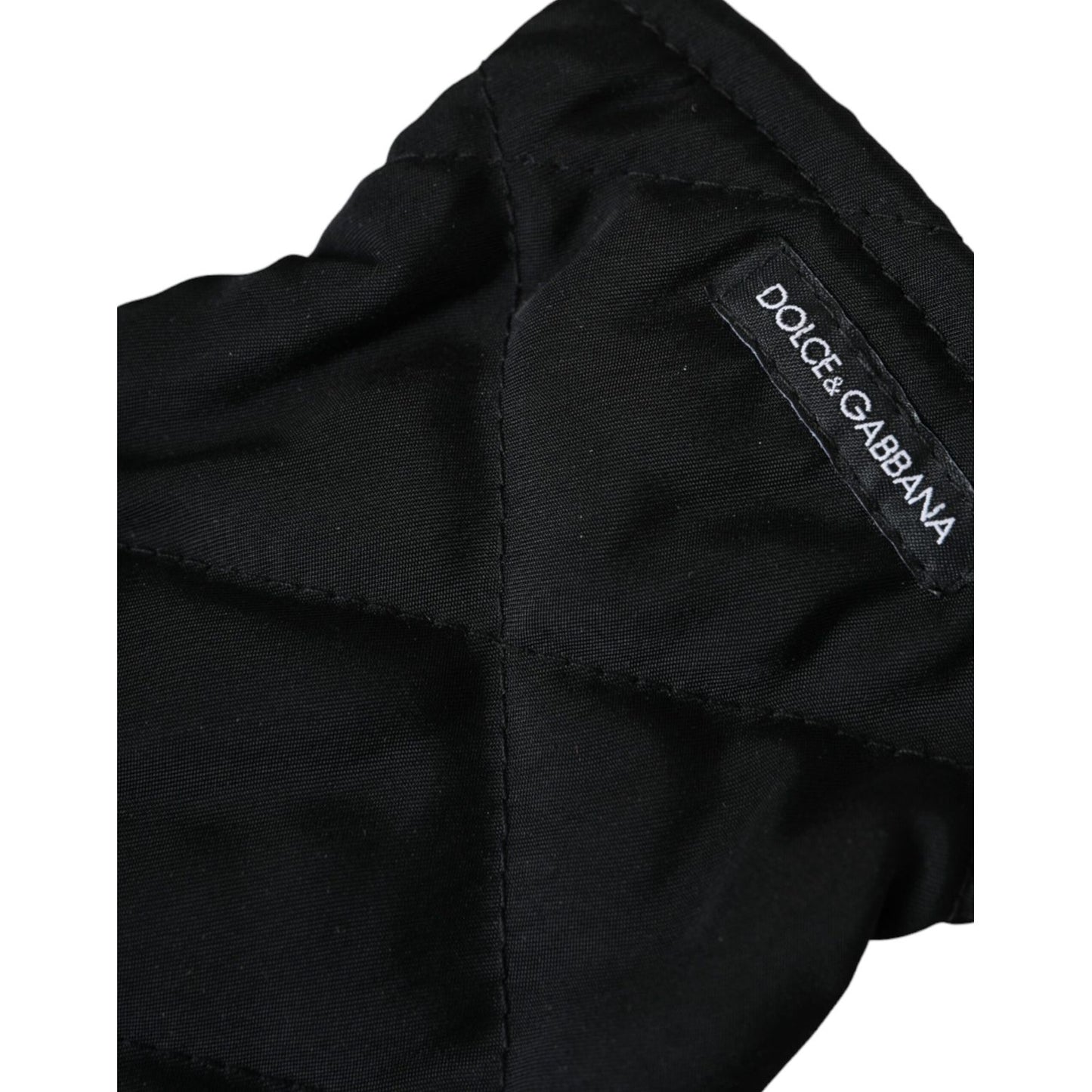 Dolce & Gabbana Black Quilted Nylon Wrist Length Mitten Gloves