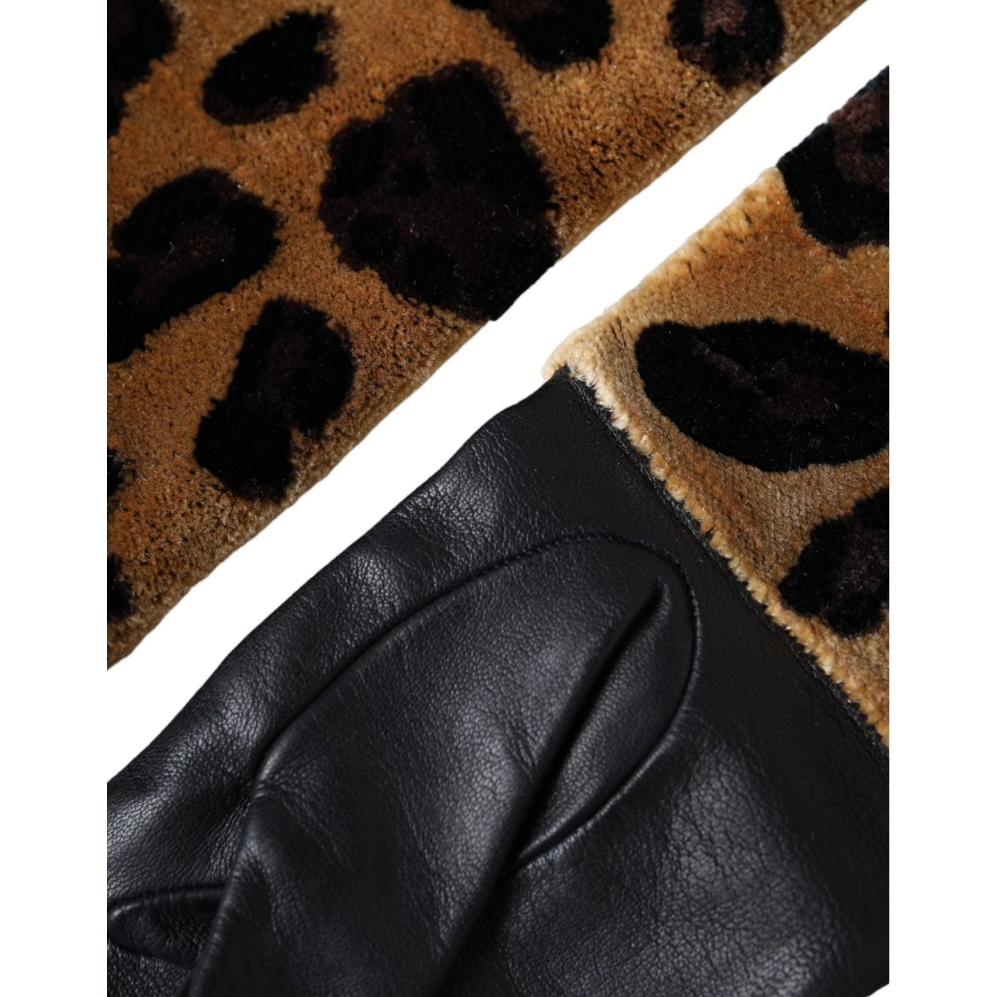 Dolce & Gabbana Brown Black Leopard Leather Elbow Length Gloves Dolce & Gabbana