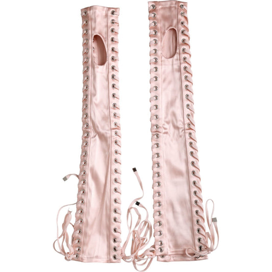 Dolce & Gabbana Pink Acetate Lace Up Fingerless Gloves Dolce & Gabbana