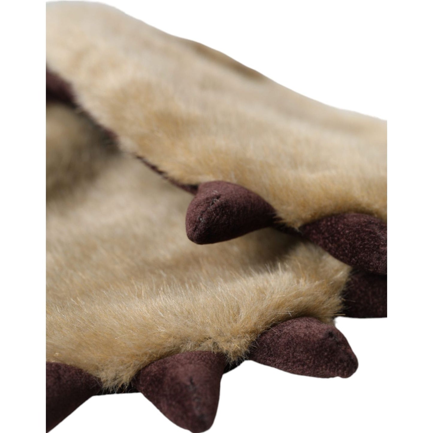 Dolce & Gabbana Beige Acrylic Knitted Fur Wrist Mitten Gloves Dolce & Gabbana