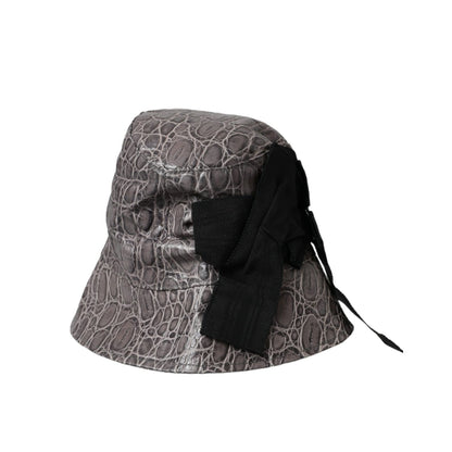 Dolce & Gabbana Black Gray Patterned Leather Bucket Hat