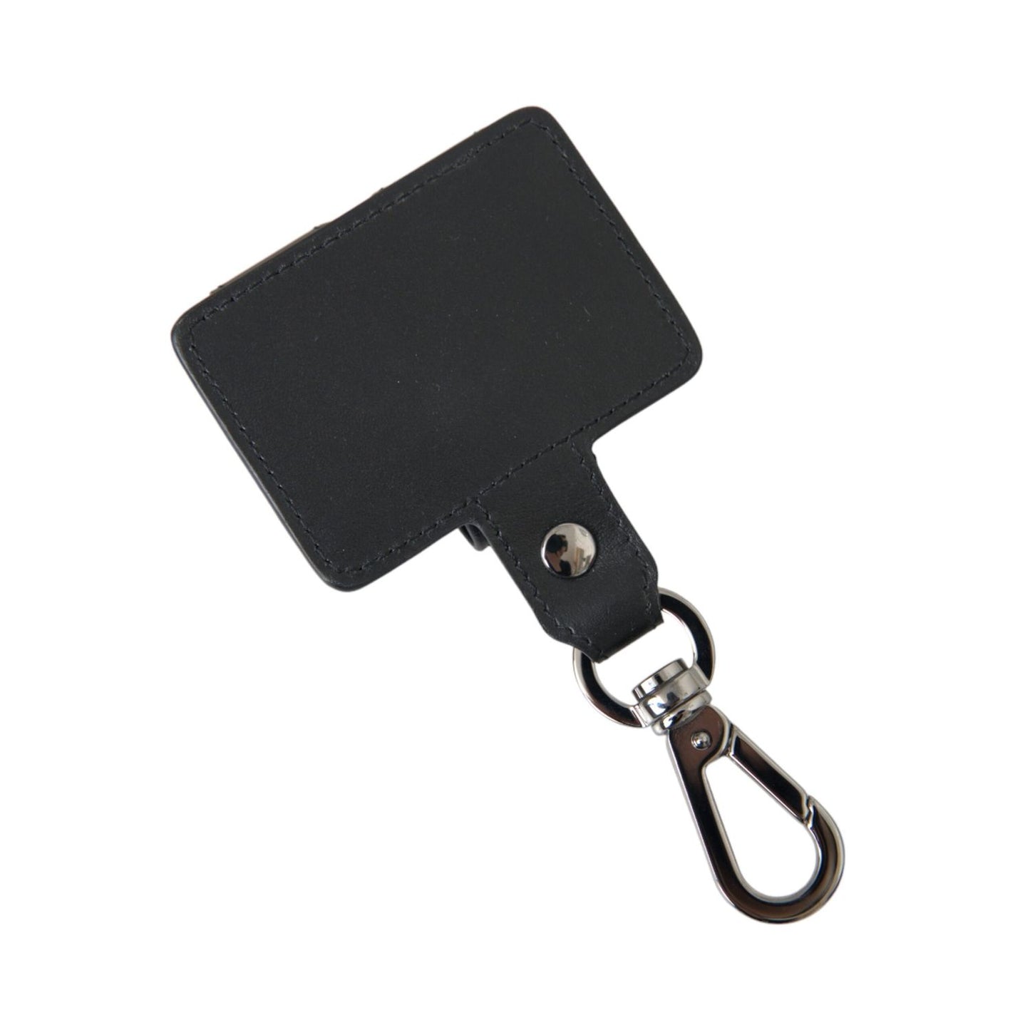 Dolce & Gabbana Black Plain Leather Silver Metal Airpods Case