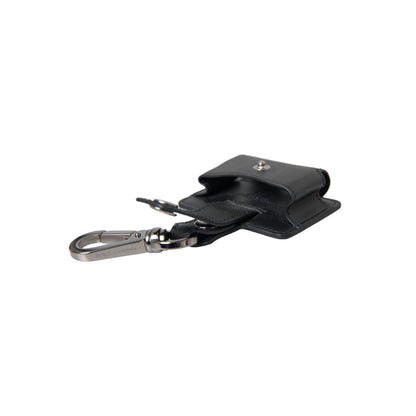 Dolce & Gabbana Black Plain Leather Silver Metal Airpods Case