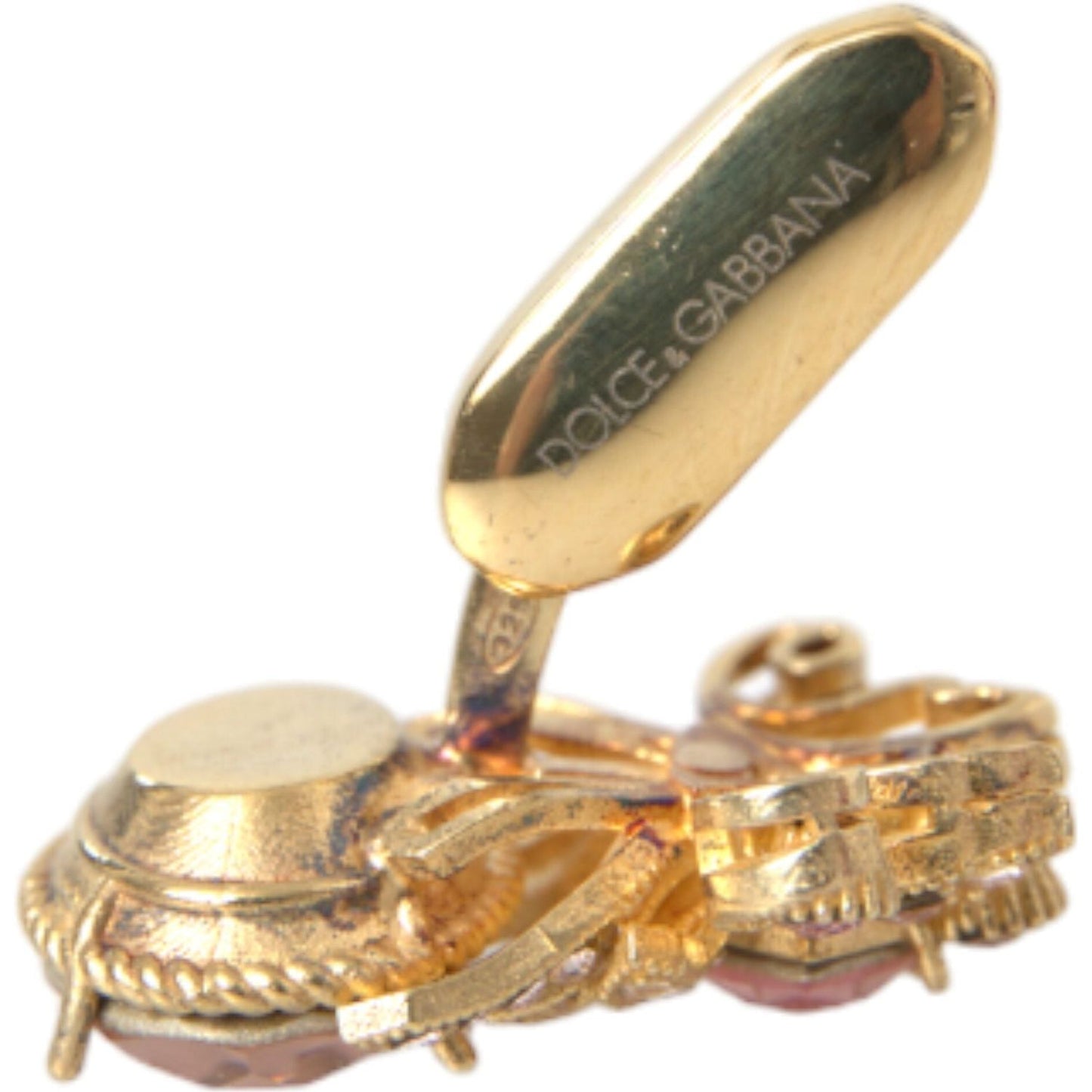 Dolce & Gabbana Gold Tone 925 Sterling Silver Crystal Cufflink Dolce & Gabbana