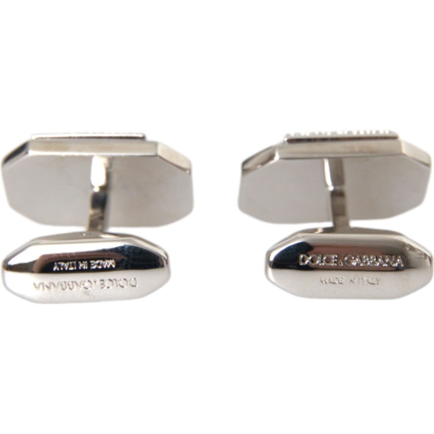 Dolce & Gabbana Silver Plated Brass Pin Crystal Cufflinks Dolce & Gabbana