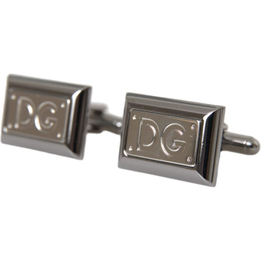 Dolce & Gabbana Silver Plated Metal Brass DG Logo Pin Cufflinks Dolce & Gabbana