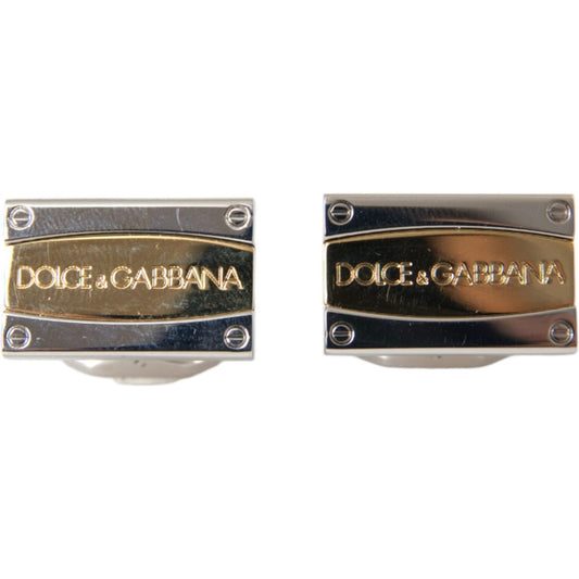 Dolce & Gabbana Silver Gold Plated Brass DG Logo Pin Cufflinks Dolce & Gabbana