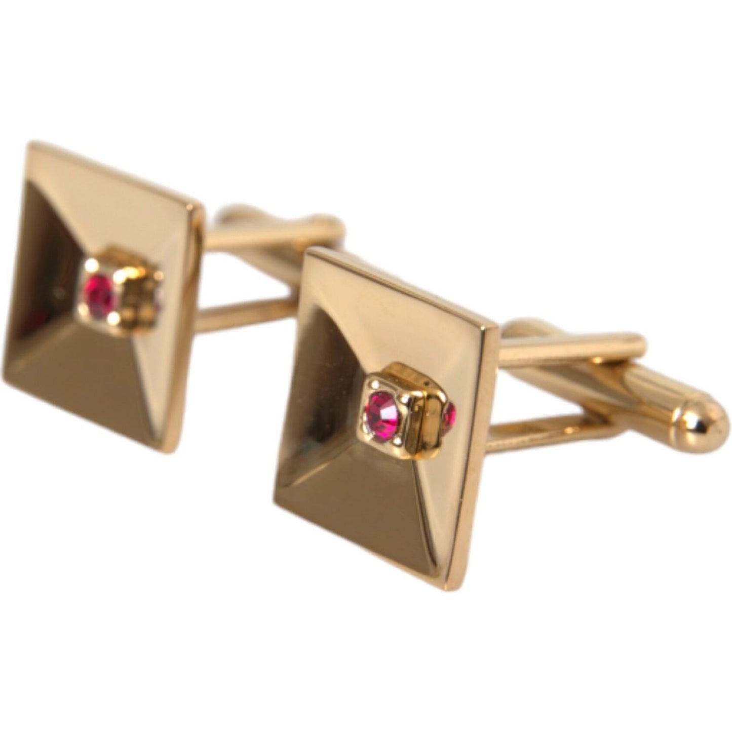 Dolce & Gabbana Gold Plated Brass Crystal Square Pin Cufflinks Dolce & Gabbana