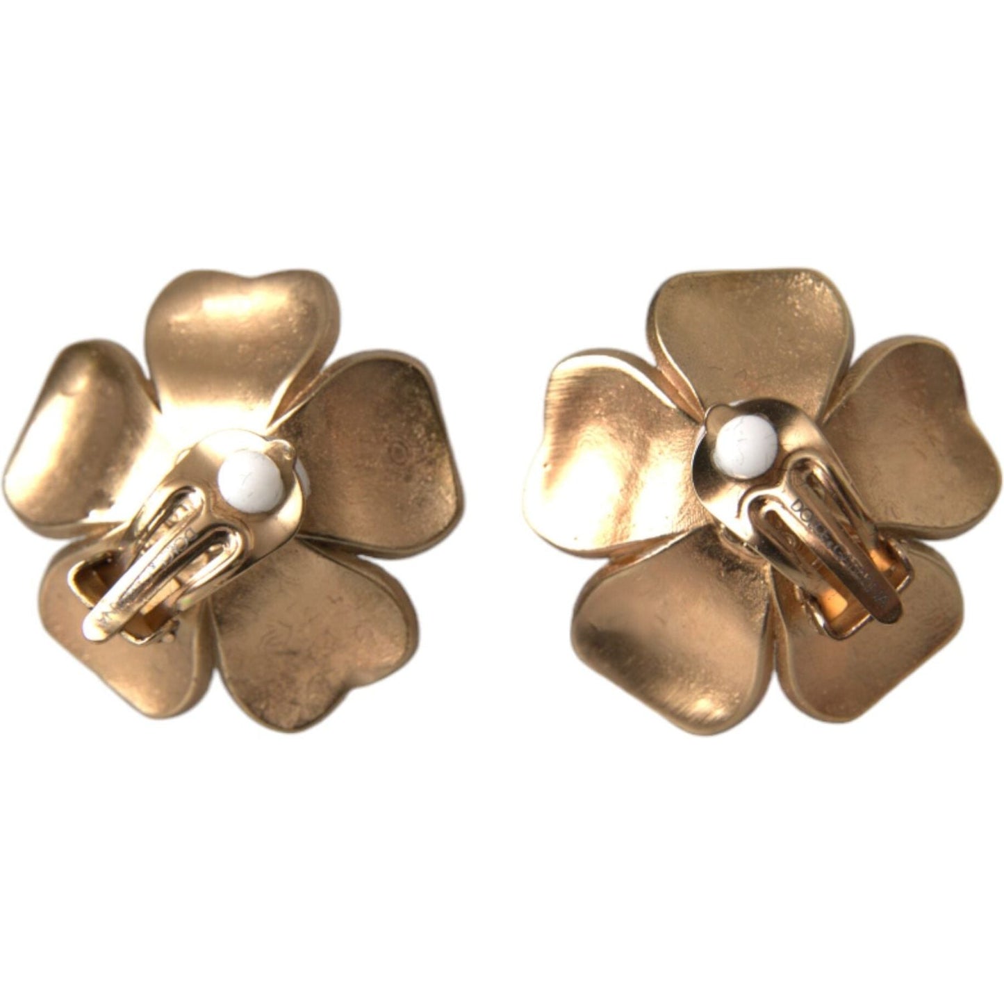 Dolce & Gabbana Gold Tone Maxi Faux Pearl Floral Clip-on Jewelry Earrings Dolce & Gabbana