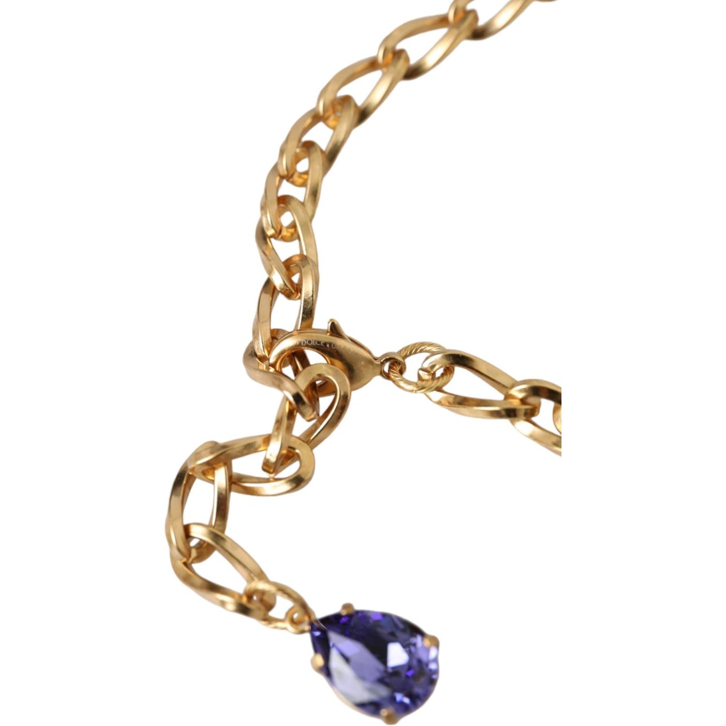 Dolce & Gabbana Gold Brass Crystal Purple Pink Pearl Pendants Necklace Dolce & Gabbana