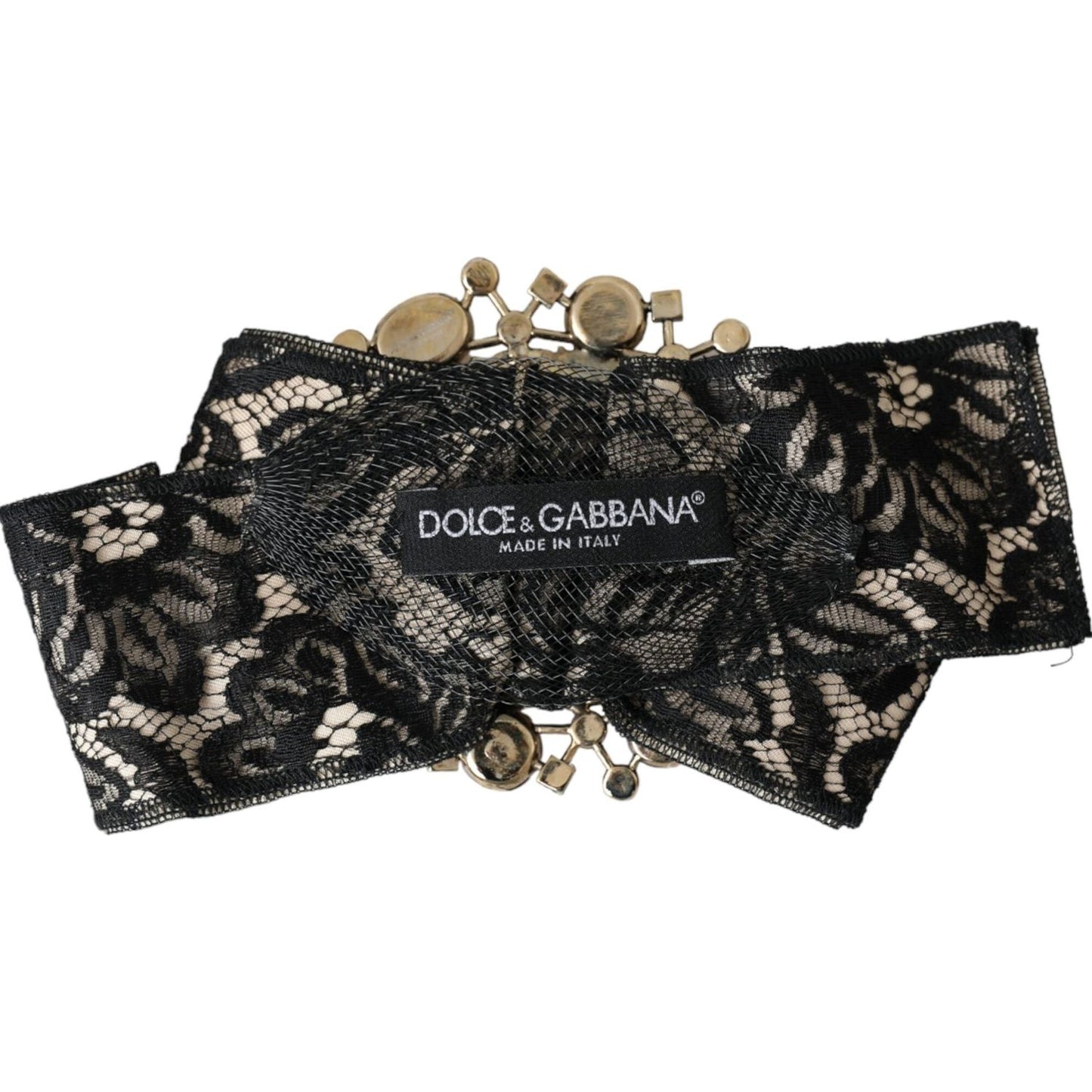 Dolce & Gabbana Black Lace Crystal Handmade Brooch Hair Pin FASHION ACCESSORIES Dolce & Gabbana