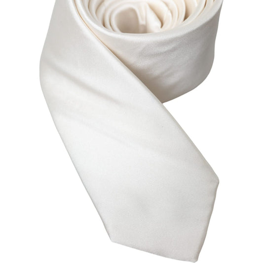 White Solid 100% Silk Adjustable Tie