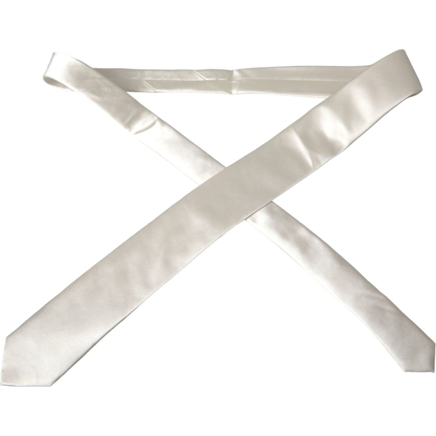 Dolce & Gabbana White Solid 100% Silk Adjustable Tie Dolce & Gabbana