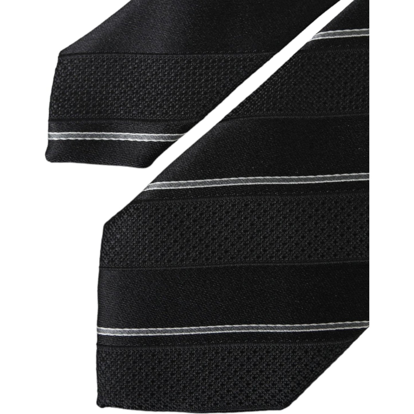 Dolce & Gabbana Black White Stripes Silk Adjustable Tie Dolce & Gabbana