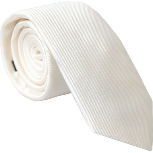 White Solid 100% Silk Adjustable Tie