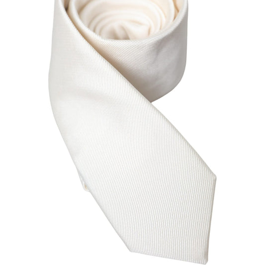 White Solid 100% Silk Adjustable Tie