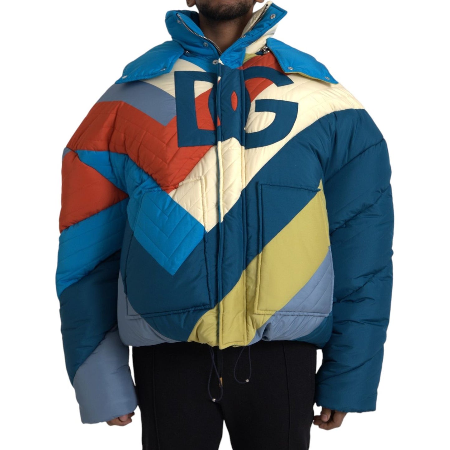 Dolce & Gabbana Multicolor Logo Windbreaker Puffer Jacket Dolce & Gabbana