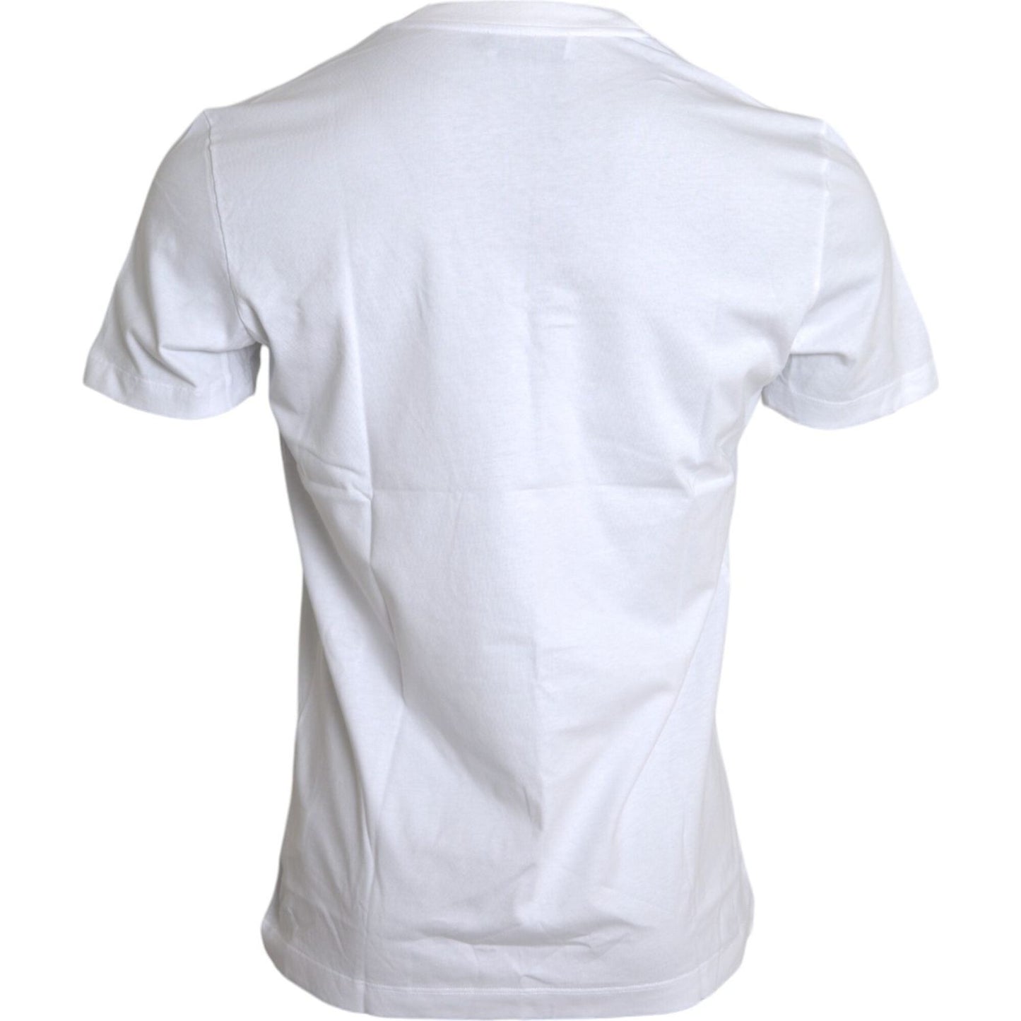 Dolce & Gabbana White Cotton DG Applique Men Casual T-shirt Dolce & Gabbana