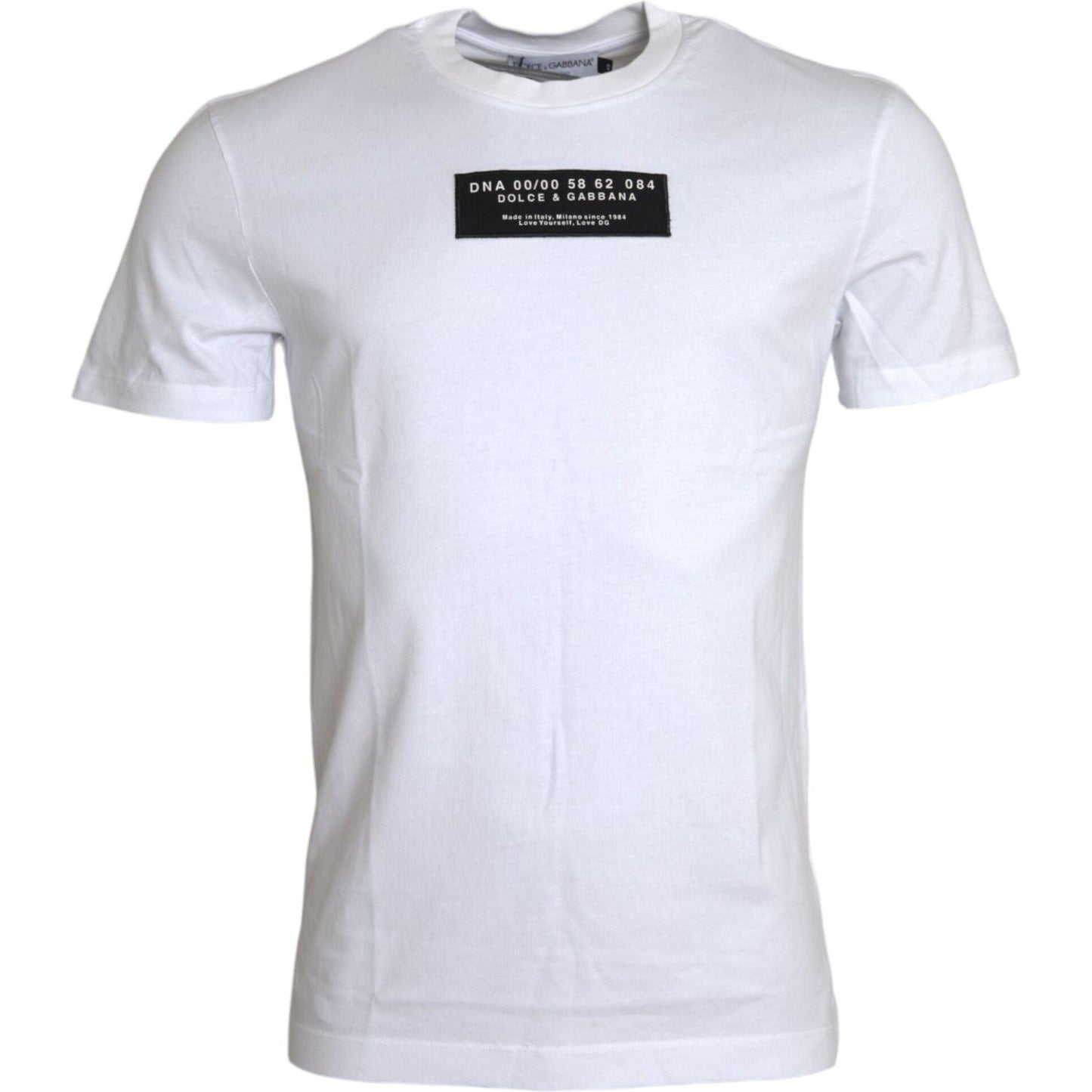 Dolce & Gabbana White Cotton DG Applique Men Casual T-shirt Dolce & Gabbana