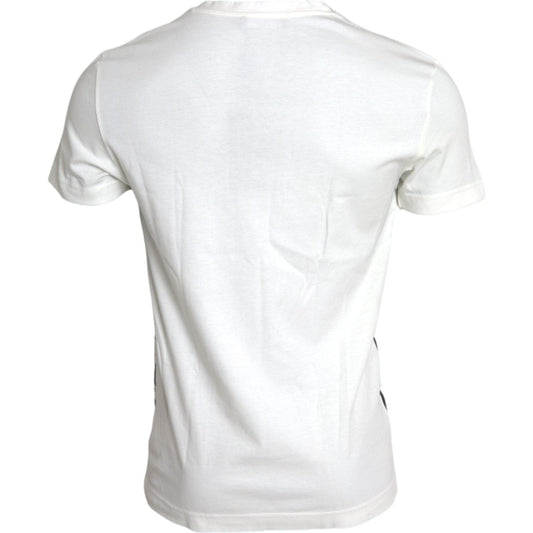 White Graphic Print Cotton Crew Neck T-shirt