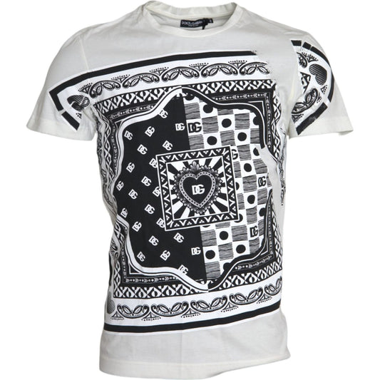 White Graphic Print Cotton Crew Neck T-shirt