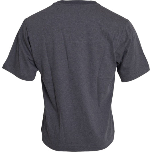 Gray Cotton Round Neck Short Sleeve T-shirt