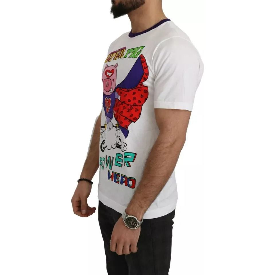 Dolce & Gabbana White Cotton Top 2019 Year of the Pig T-shirt Dolce & Gabbana