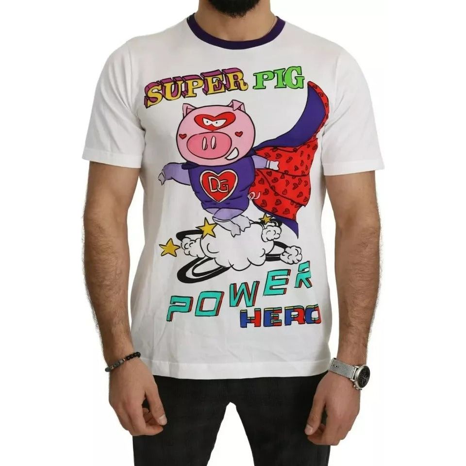 Dolce & Gabbana White Cotton Top 2019 Year of the Pig T-shirt Dolce & Gabbana