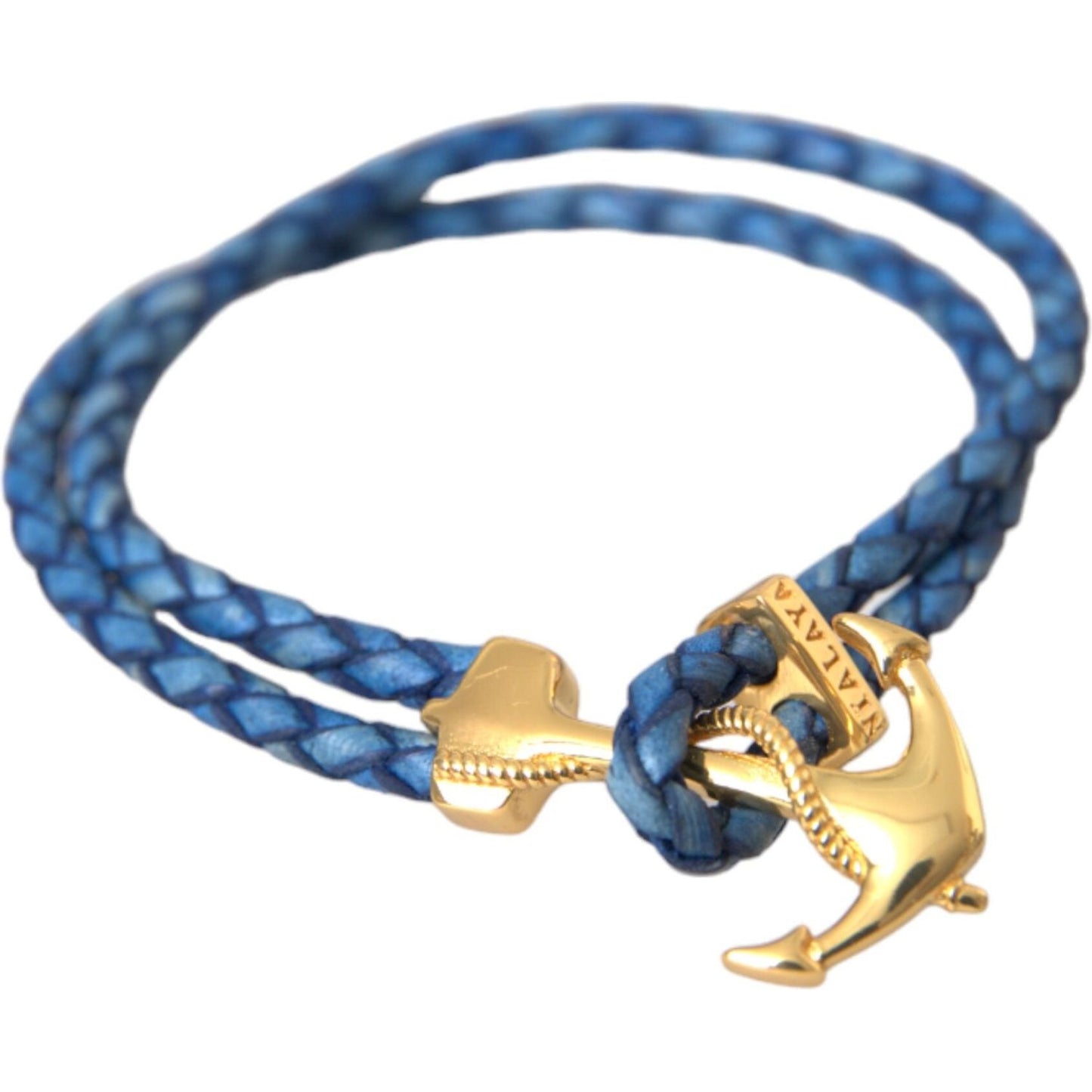 Nialaya Blue Gold Anchor 925 Silver Charm Bracelet Mens Bracelet Nialaya