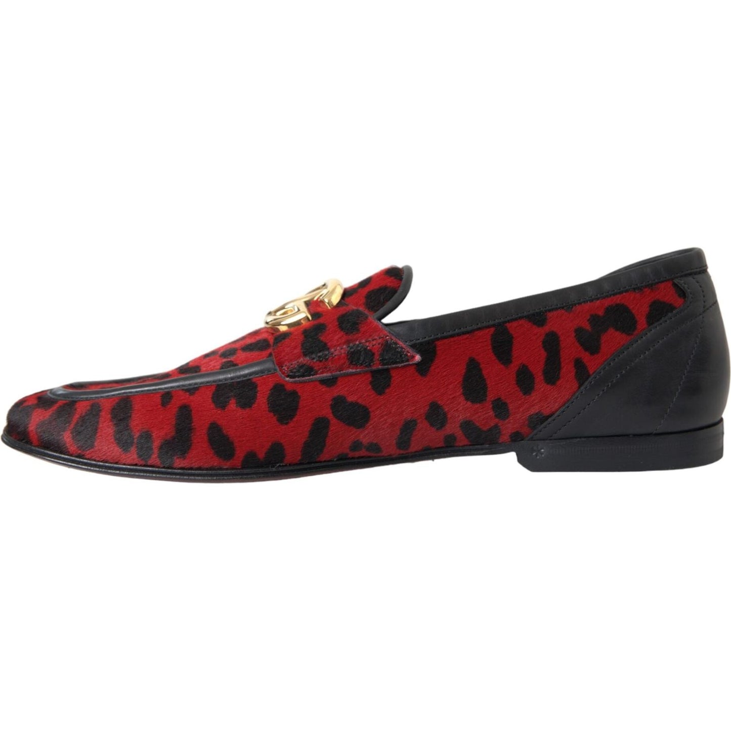 Dolce & Gabbana Red Black Leopard DG Loafers Formal Men Shoes Dolce & Gabbana