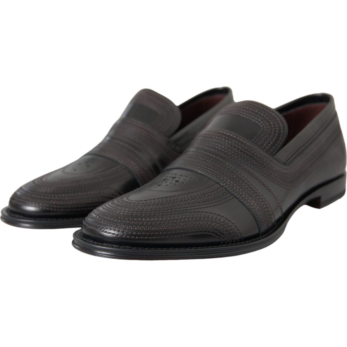 Dolce & Gabbana Black Brown Leather Loafer Men Dress Shoes Dolce & Gabbana