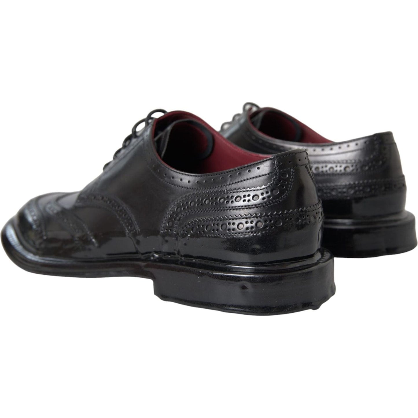 Dolce & Gabbana Black Leather Oxford Wingtip Formal Men Shoes Dolce & Gabbana