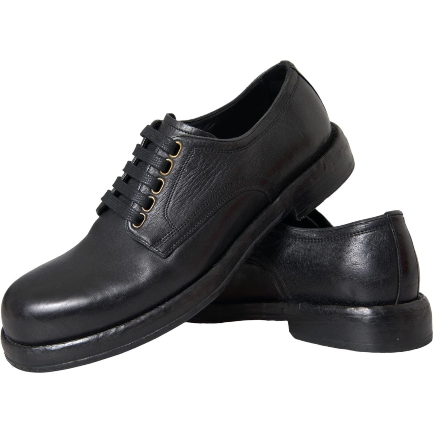 Dolce & Gabbana Black Horse Leather Derby Men Dress Shoes Dolce & Gabbana