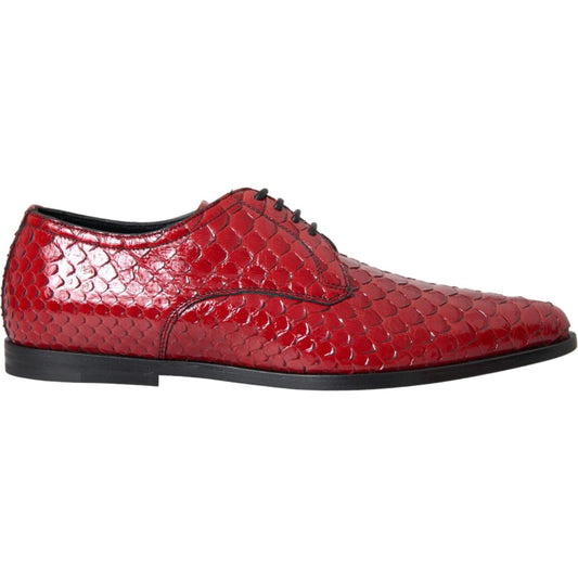 Red Textured Varnished Derby Men Formal Shoes