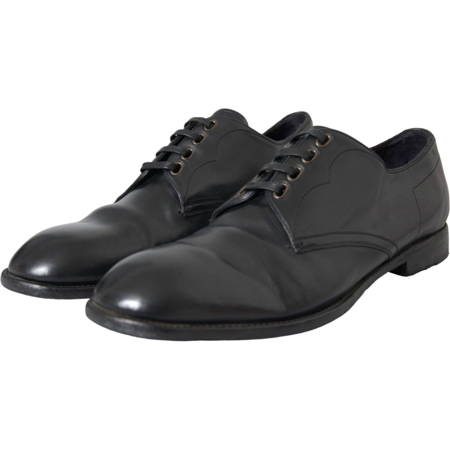 Dolce & Gabbana Black Leather Derby Formal Dress Men Shoes Dolce & Gabbana