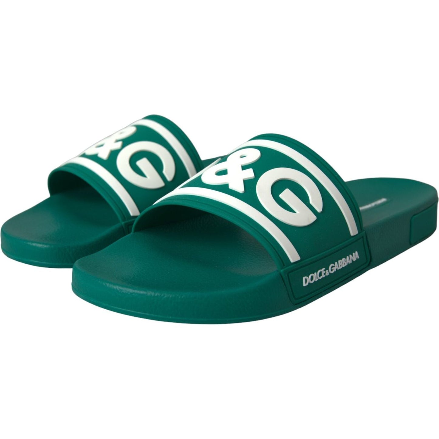 Dolce & Gabbana Green White Sandals Rubber Beachwear Shoes Dolce & Gabbana