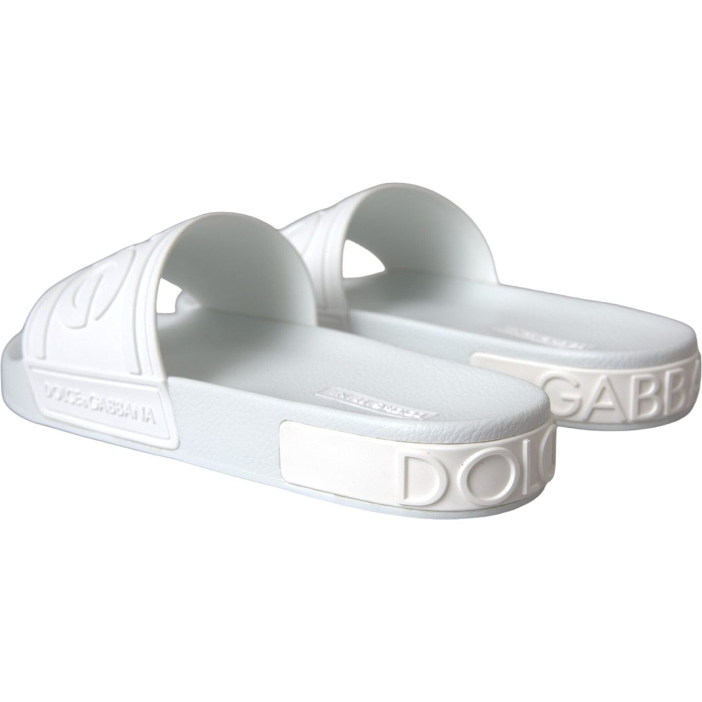 Dolce & Gabbana White Rubber Slides Sandals Beachwear Shoes Dolce & Gabbana