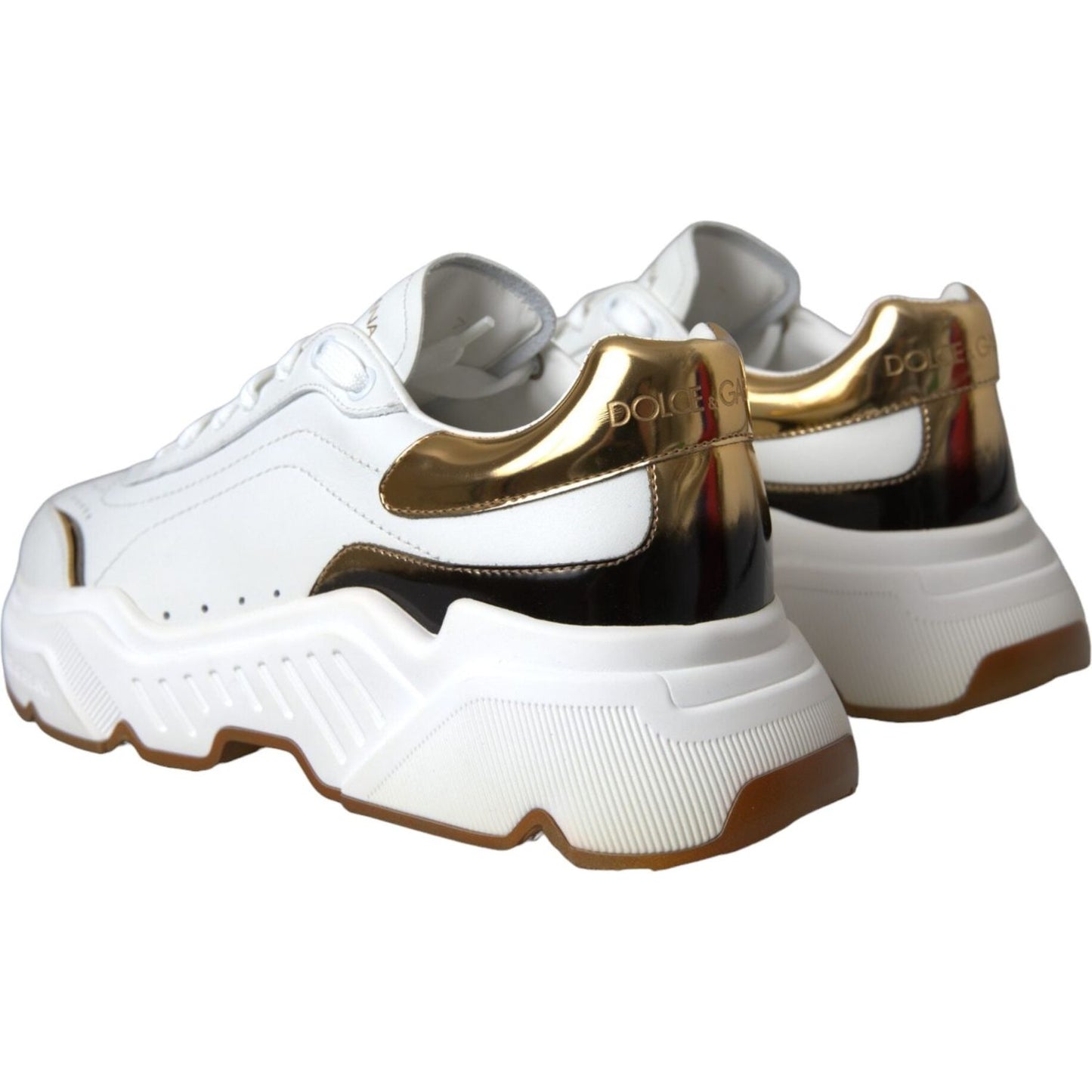 Dolce & Gabbana White Gold DAYMASTER Leather Sneakers Men Shoes Dolce & Gabbana