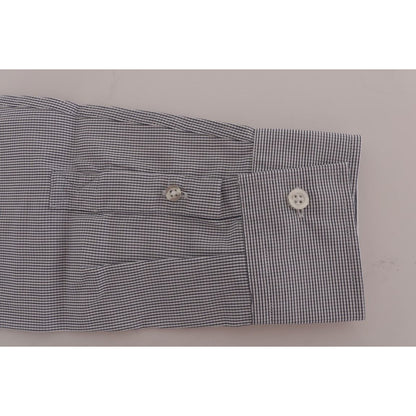 Frankie Morello White Blue Check Casual Cotton Regular Fit Shirt