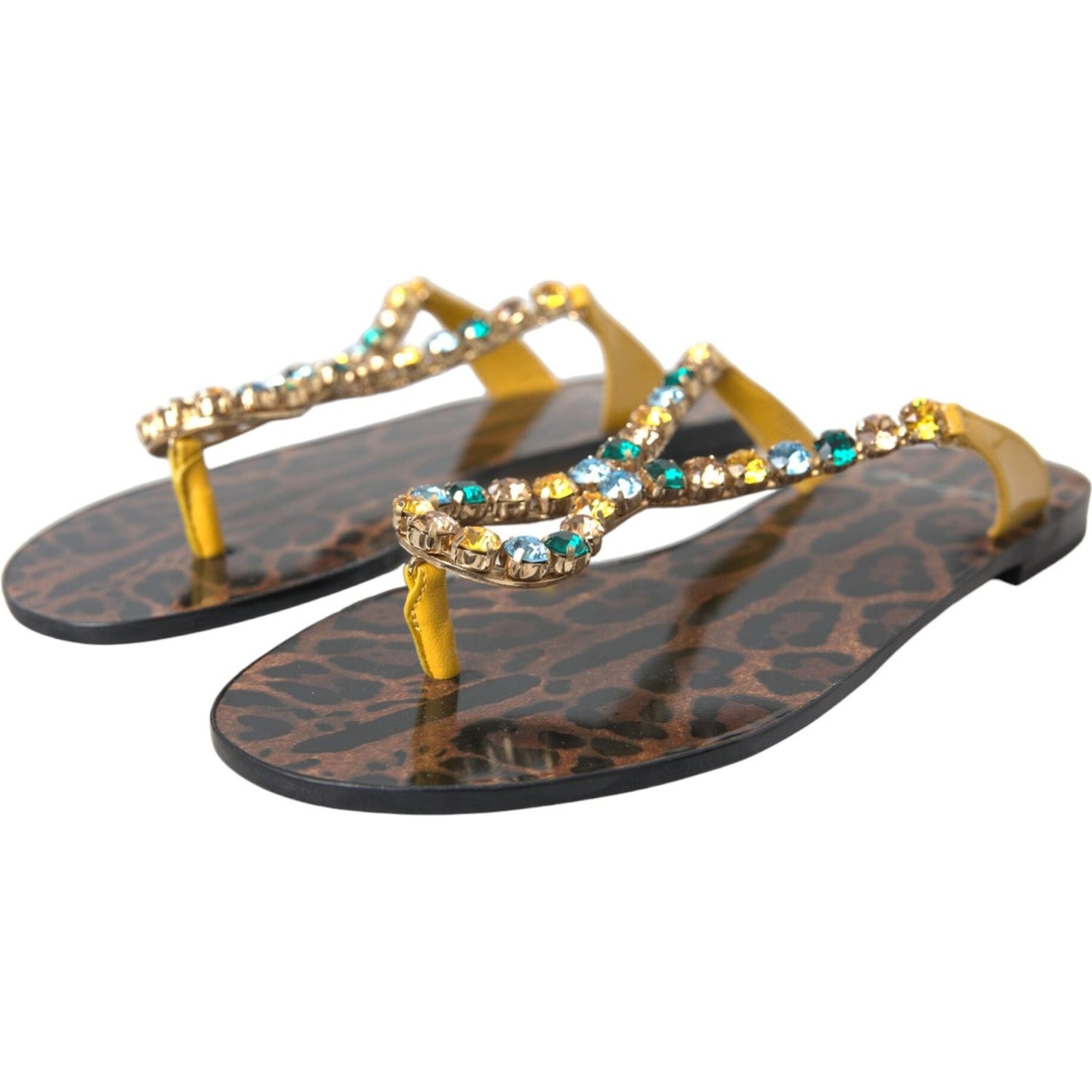 Dolce & Gabbana Multicolor Crystal Sandals Flip Flops Shoes Dolce & Gabbana