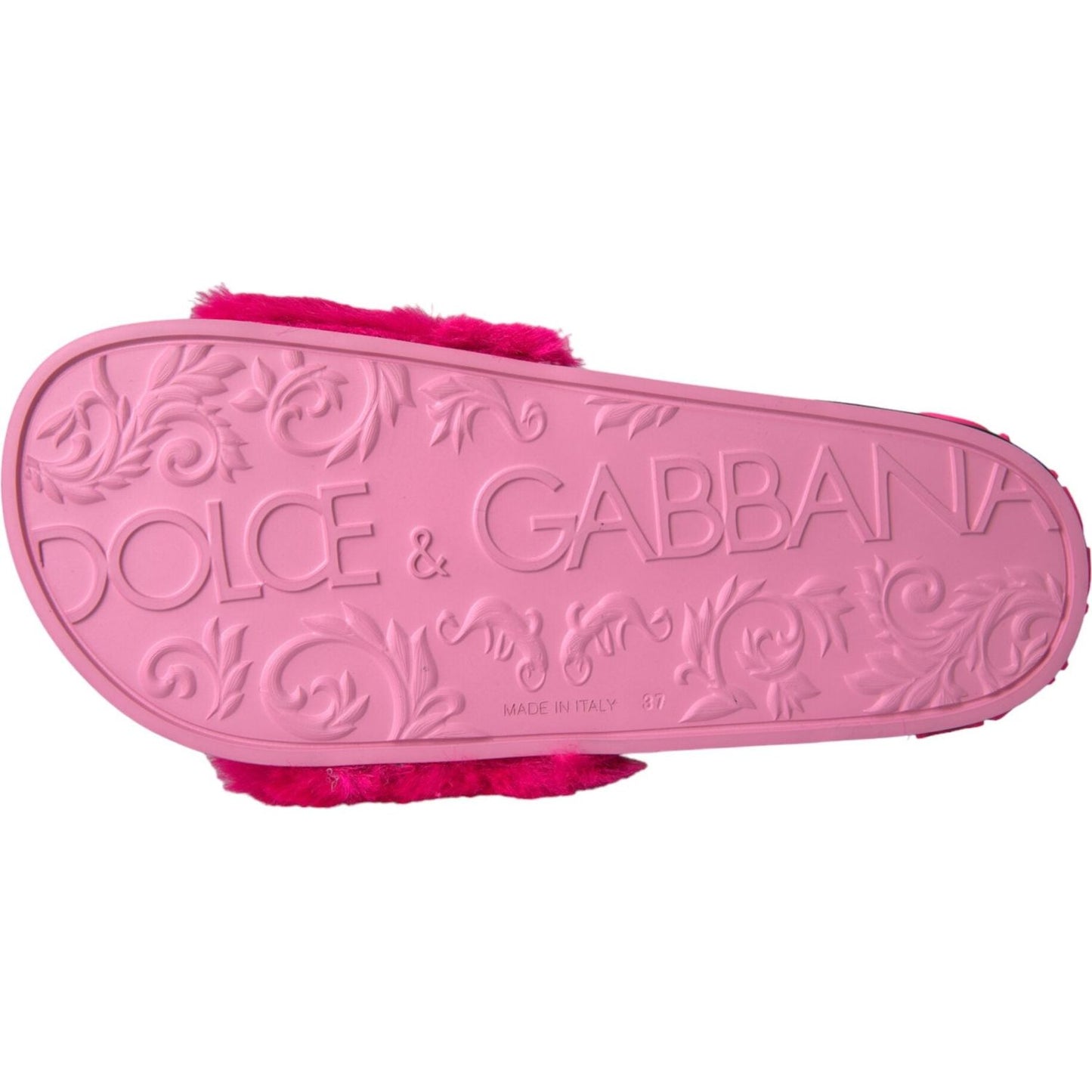 Dolce & Gabbana Multicolor Embroidered Fur Slides Sandals Shoes Dolce & Gabbana