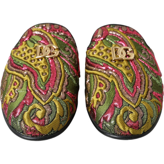 Multicolor Brocade DG Logo Mule Flat Sandals Shoes