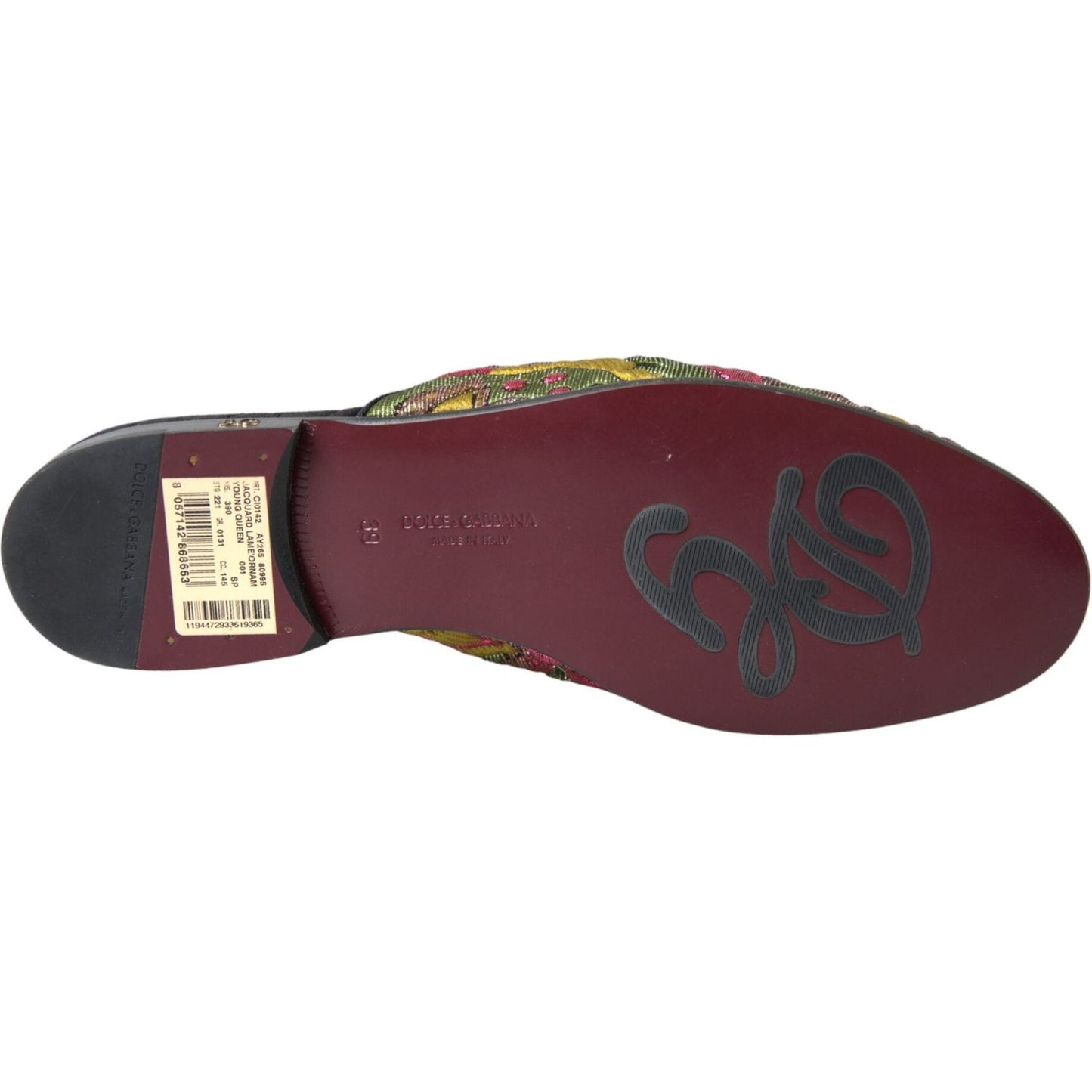 Dolce & Gabbana Multicolor Brocade DG Logo Mule Flat Sandals Shoes Dolce & Gabbana