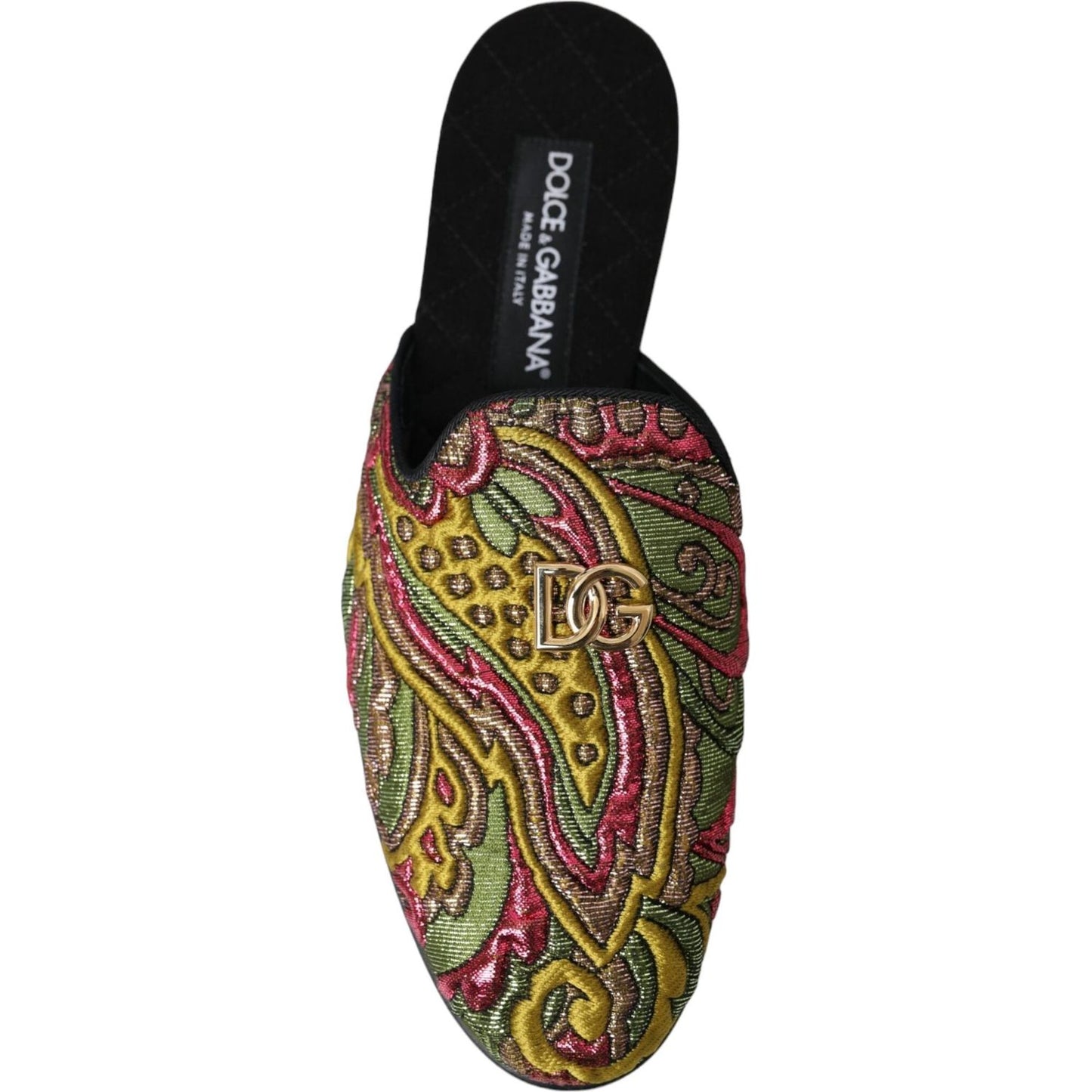 Dolce & Gabbana Multicolor Brocade DG Logo Mule Flat Sandals Shoes Dolce & Gabbana