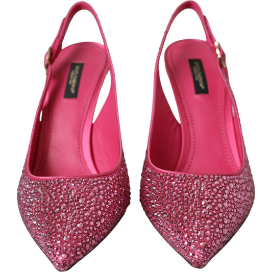 Pink Strass Crystal Heels Slingbacks Shoes