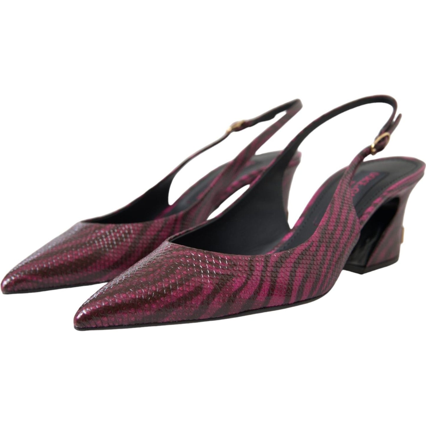 Dolce & Gabbana Maroon Zebra Leather Heels Slingbacks Shoes Dolce & Gabbana