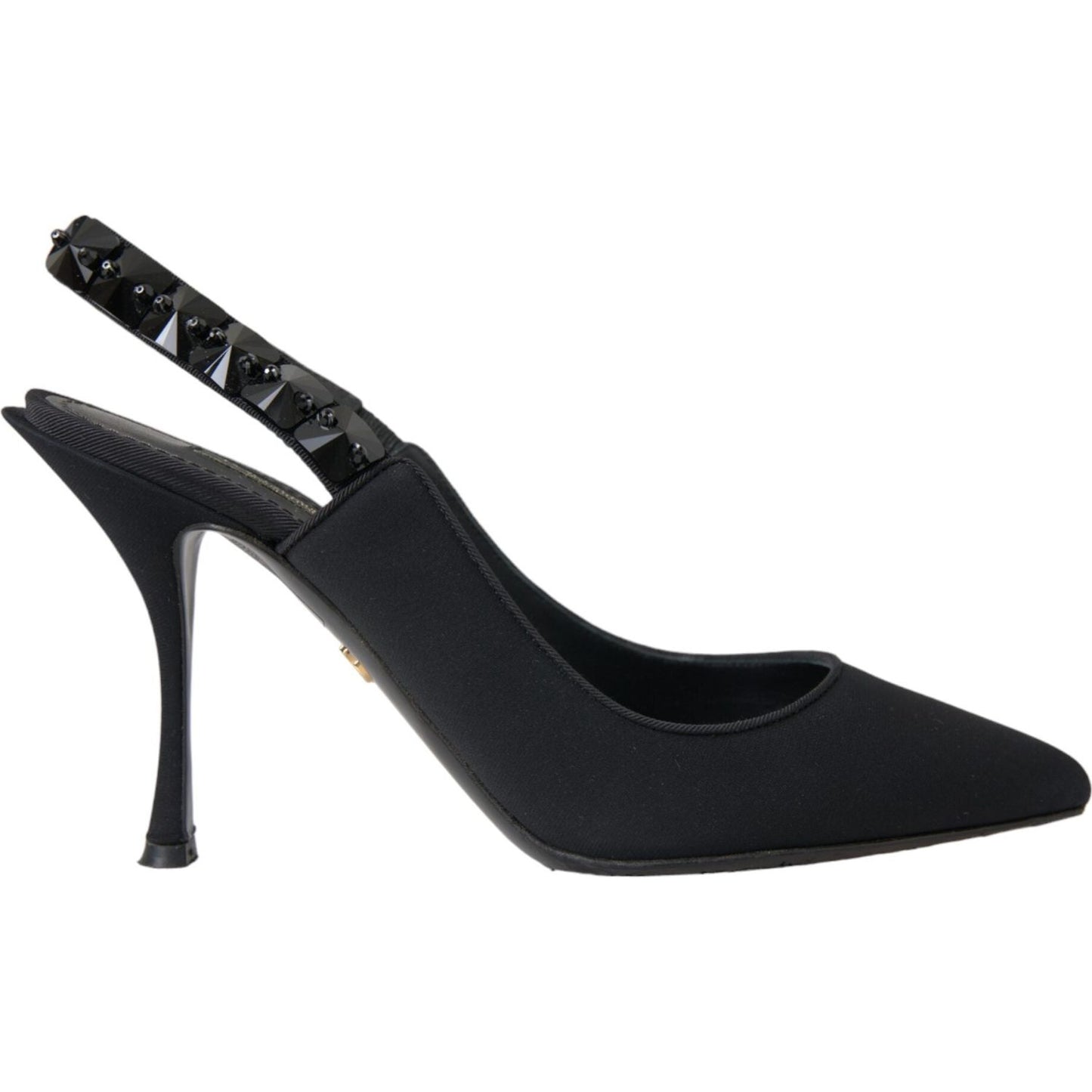 Dolce & Gabbana Black Crystal Charmeuse Slingbacks Shoes Dolce & Gabbana