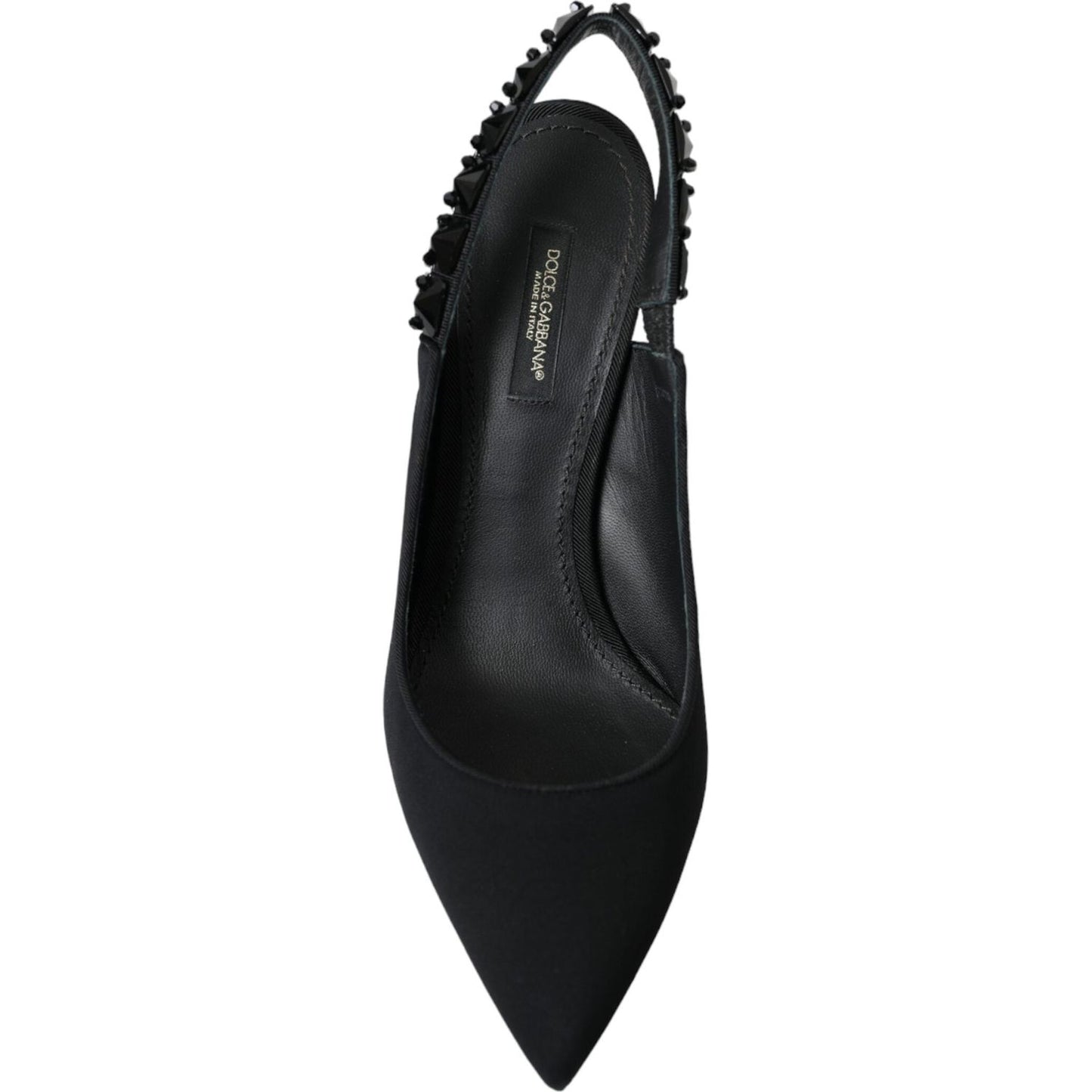 Dolce & Gabbana Black Crystal Charmeuse Slingbacks Shoes Dolce & Gabbana